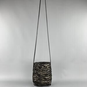 SIMONA TAGLIAFERRI Textured Grey Fabric Shoulder Handbag